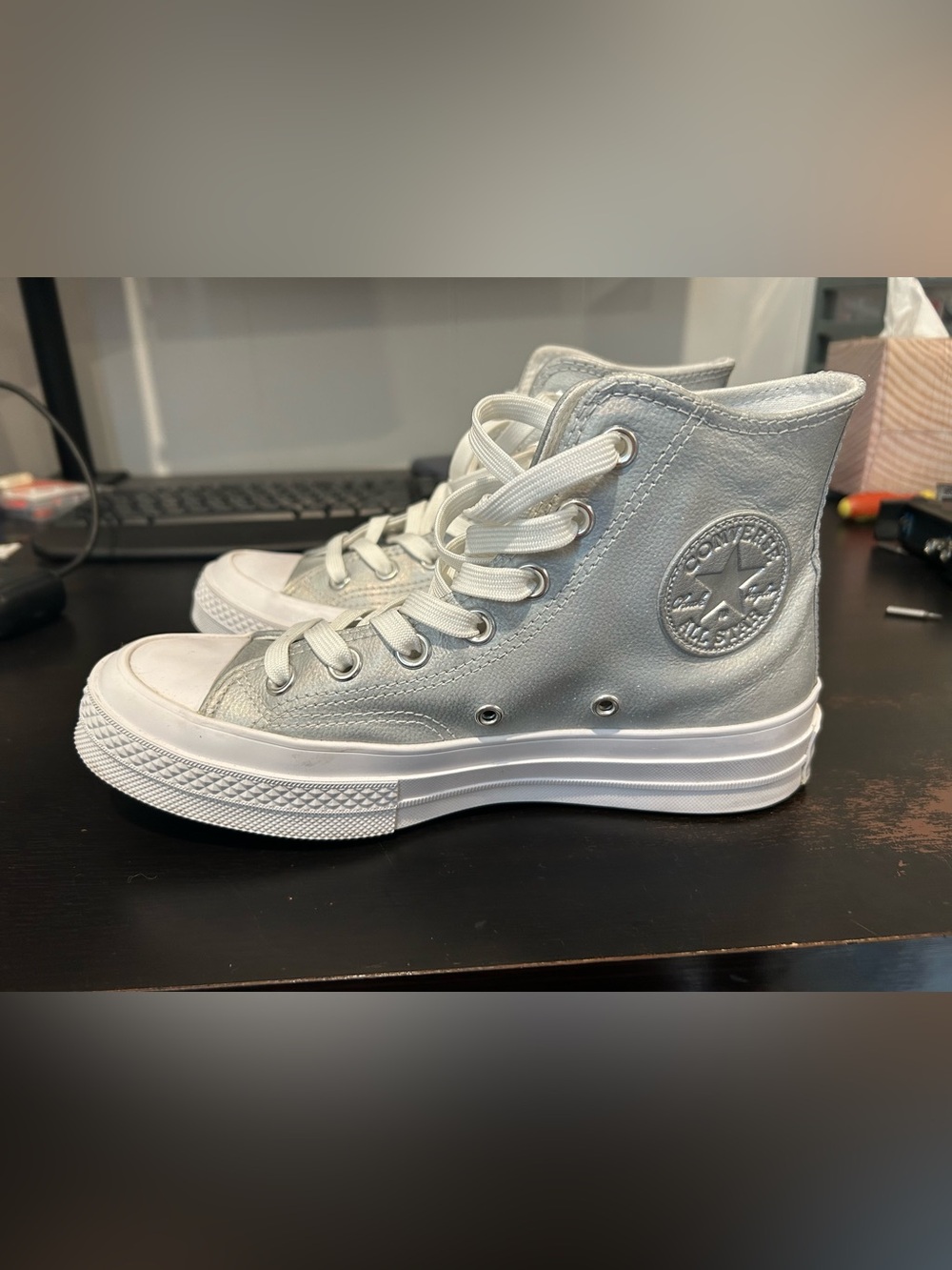 Converse Metallic Silver High-Top Sneakers